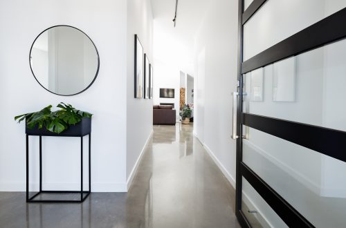 hallway with polished concrete flooring by floortex industries